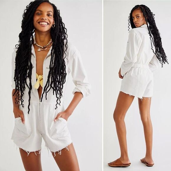 Jen’s Pirate Booty Amazon Palmetto Romper in Coconut Linen Size M - Picture 1 of 12